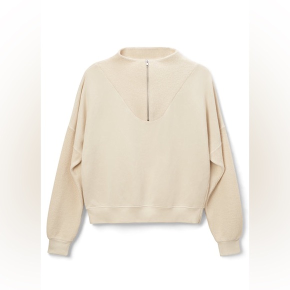 Perfectwhitetee tyra fleece 1/4 zip sweatshirt Size Large In Sugar 100% Cotton - Picture 4 of 14